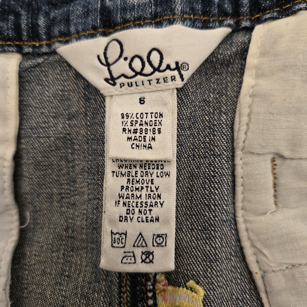 Embroidered denim skirt size 6, Lilly Pulitzer White Label, Dogs! - Picture 6 of 11